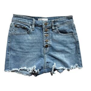 Womens Nature Denim Medium Rinse Button Down Raw Hem Festival Jean Shirts  Sz M